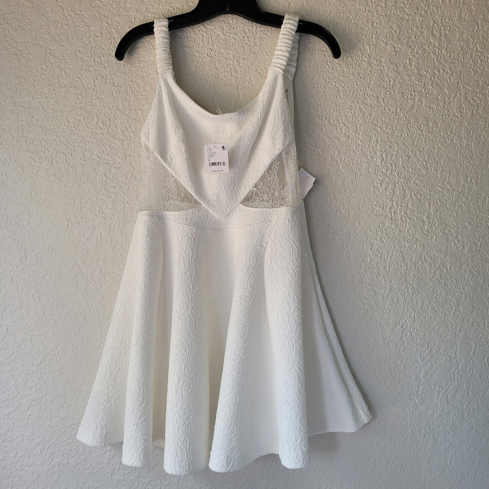 New Free People Brooklyn Lace Trim A-Line Fit & Flare Mini Dress White Medium
